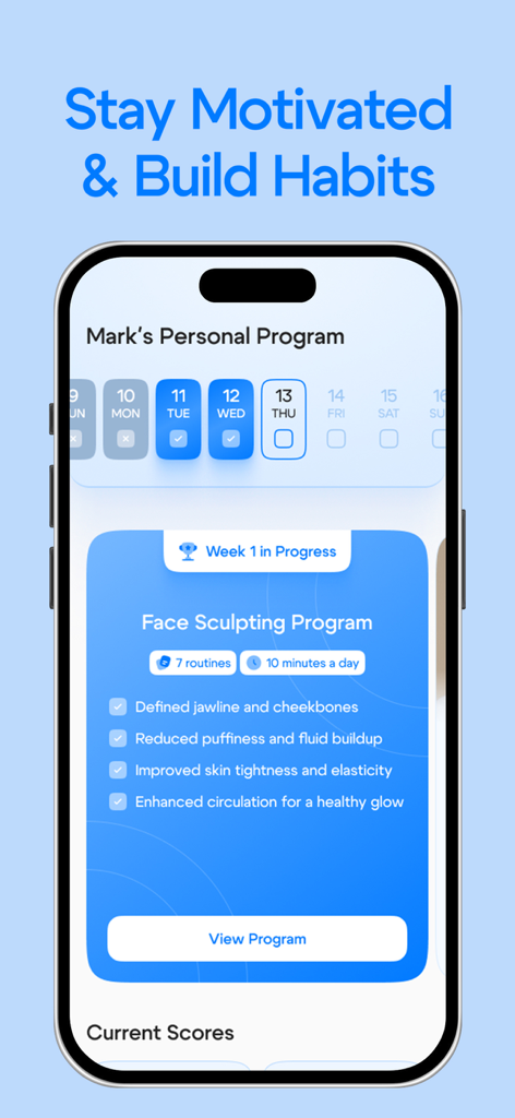 Personalisierter Gewohnheitstracker für Gesichtsformung und Kieferübungen