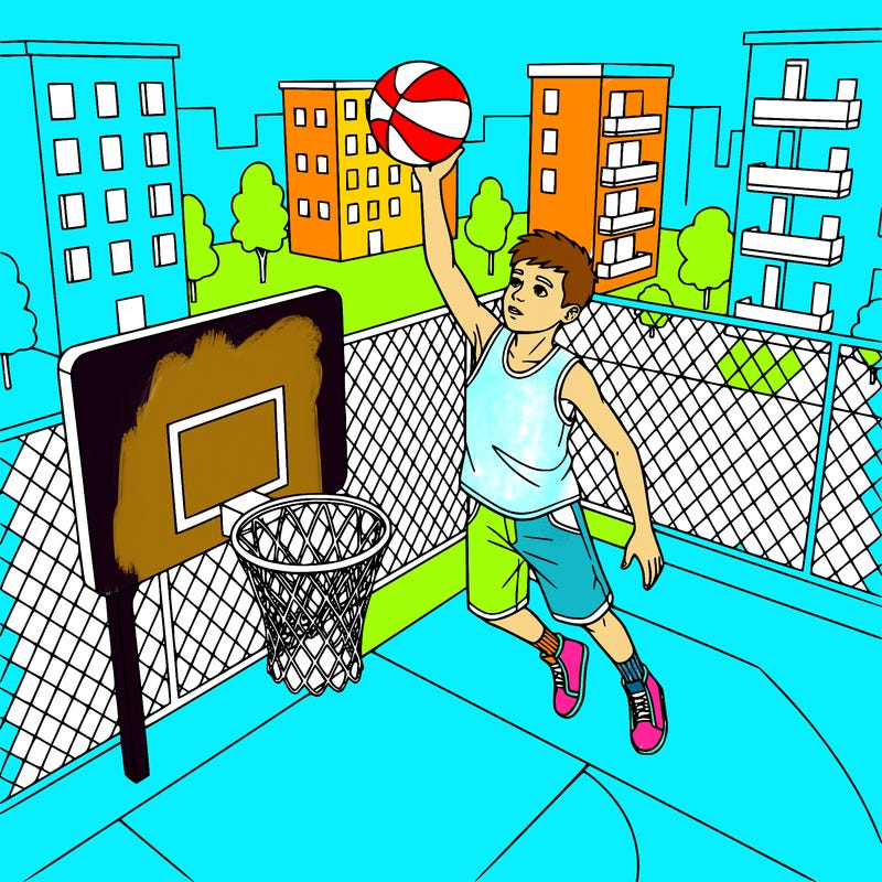 boy playing basketball