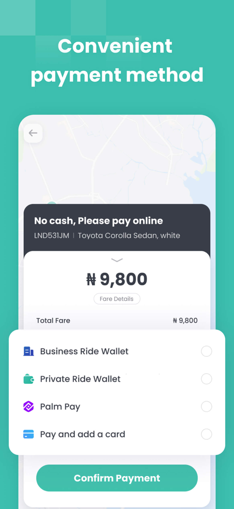 Lagride - Lagride app payment screen showing various digital wallet and card options for a premium ride service