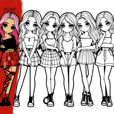 a group of girls realistic