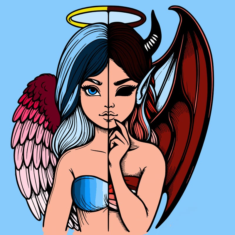 realistic angel half demon