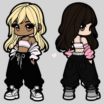 girl in crop top and baggy pants