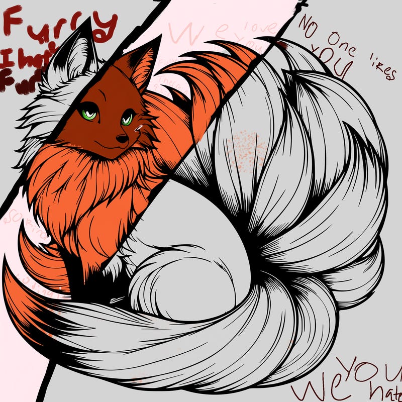 realistic detailed 9 tailed anime fox