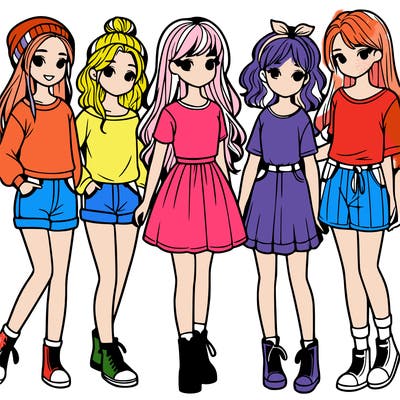 a group of five girls