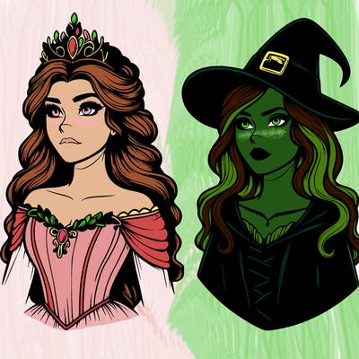 princess and witch realistic