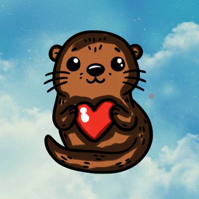 otter with a heart