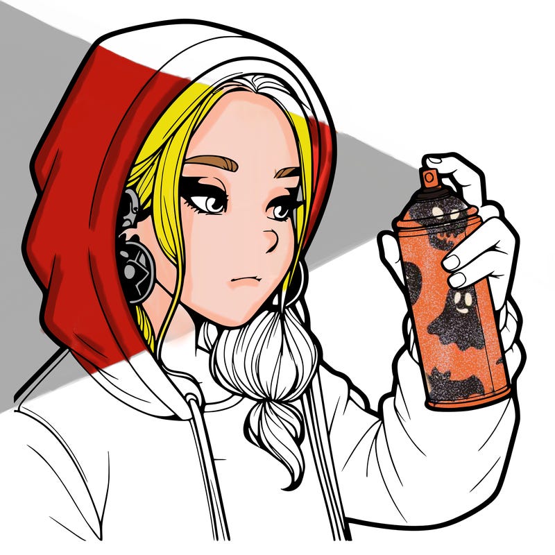 a realistic girl, spray painting