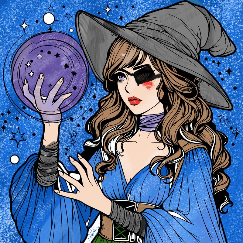 realistic women sorcerer using magic
