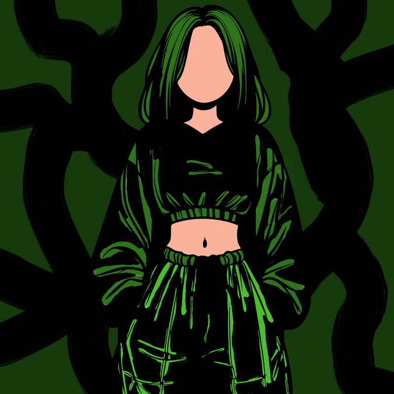realistic girl faceless with baggy pants and a crop top