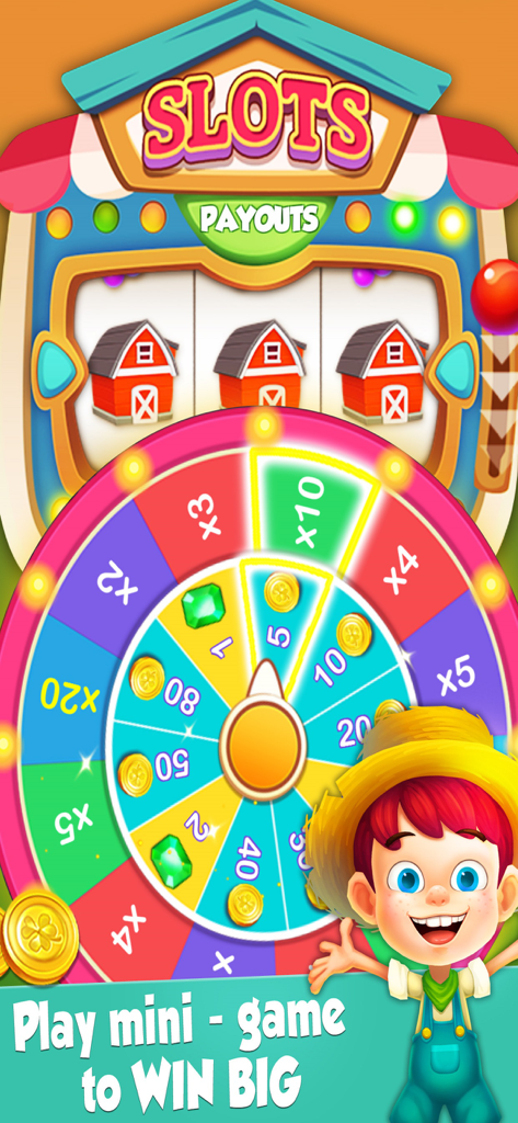 Coin Mania: Farm Dozer - A slot machine and colorful prize wheel mini game in the Coin Mania Farm Dozer app
