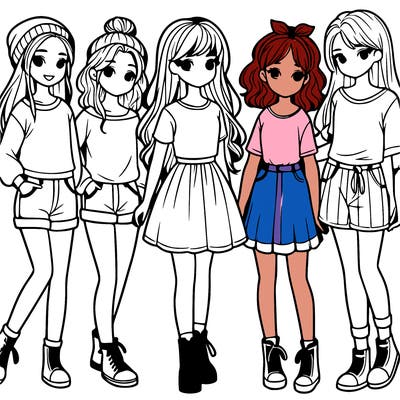 a group of five girls