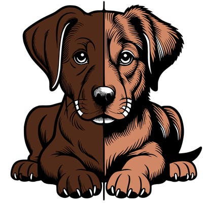 realistic dog split picture