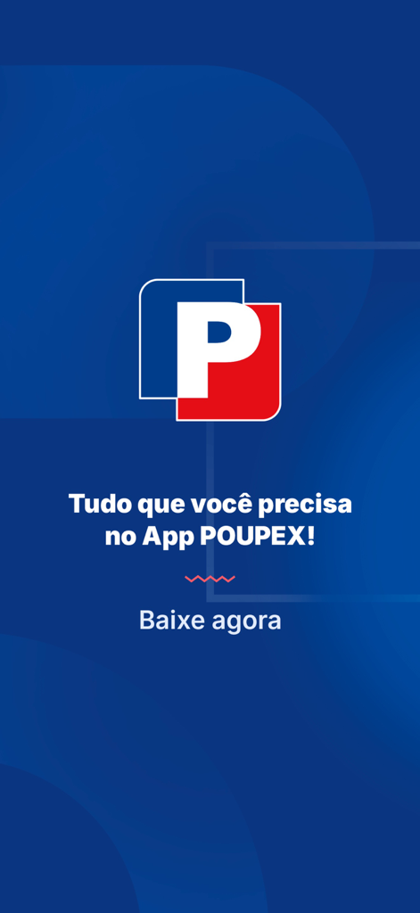 POUPEX - Welcome screen of the POUPEX app with the official logo and download message