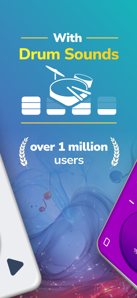 Metronome Beats : Drum Loops - Metronome Beats app promotion highlighting drum sounds and one million users