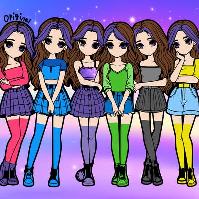 a group of girls realistic