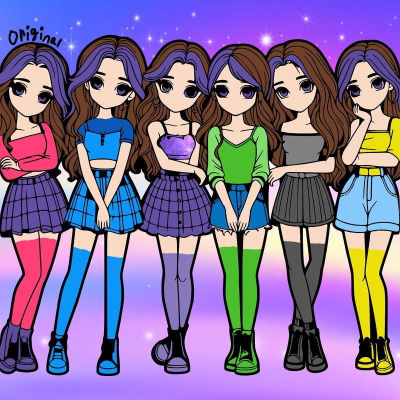 a group of girls realistic