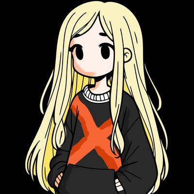 a girl in a sweatshirt with long hair