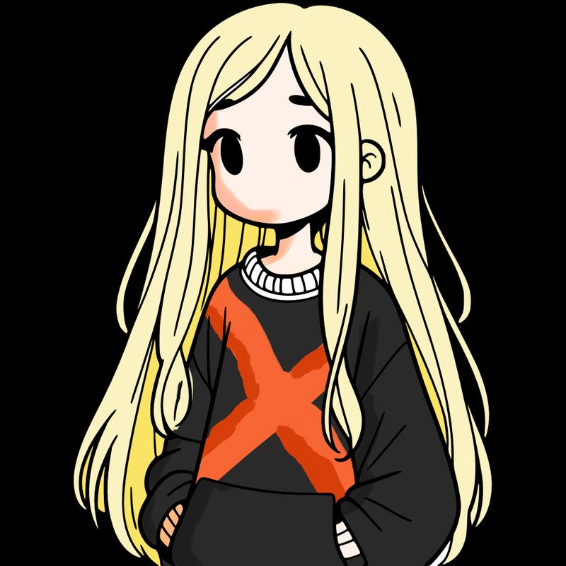 a girl in a sweatshirt with long hair