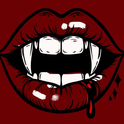 lips with vampire teeth