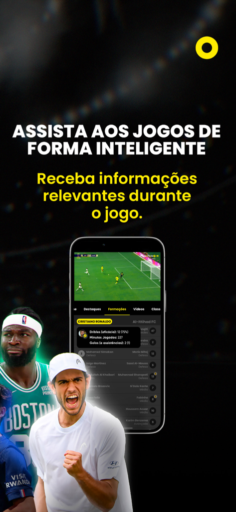 sport tv - Sport TV App-Oberfläche zeigt Live-Fußballstatistiken und Multiband-Sportberichterstattung