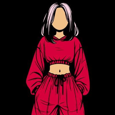 realistic girl faceless with baggy pants and a crop top