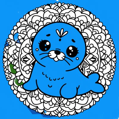 a cute baby seal mandala