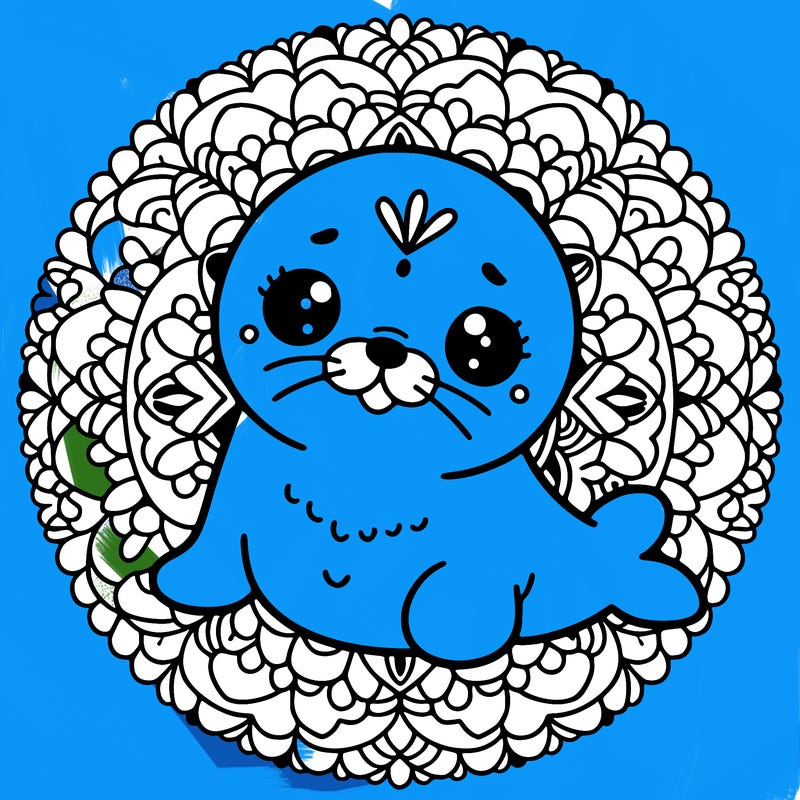 a cute baby seal mandala