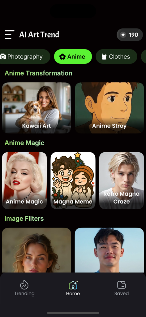 Figurine 3D - Action Figure AI - Interface of the Figurine 3D app showing various AI anime transformation and art style filters.