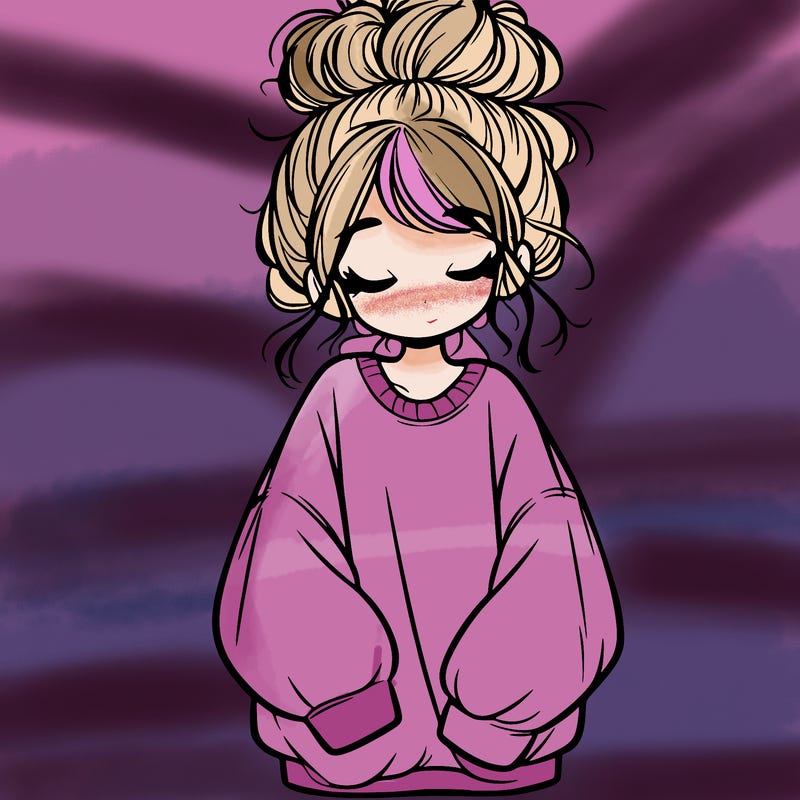 girl with baggy sweatshirt and messy bun