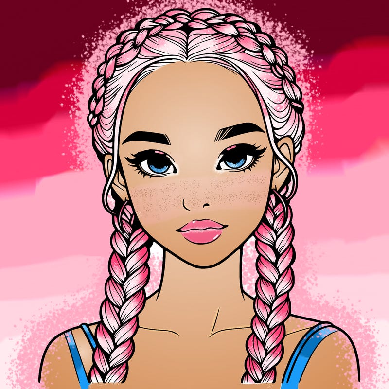 realistic girl with braids