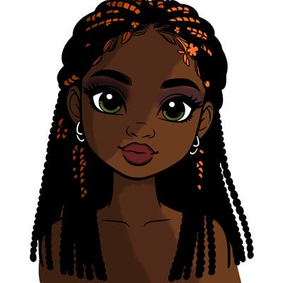 a realistic black girl with braids