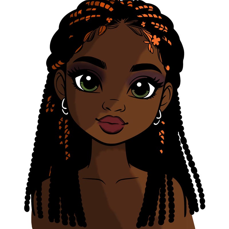 a realistic black girl with braids