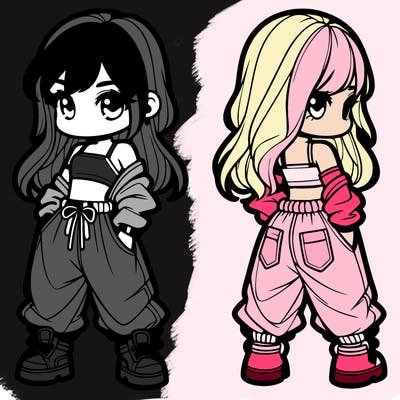 girl in crop top and baggy pants