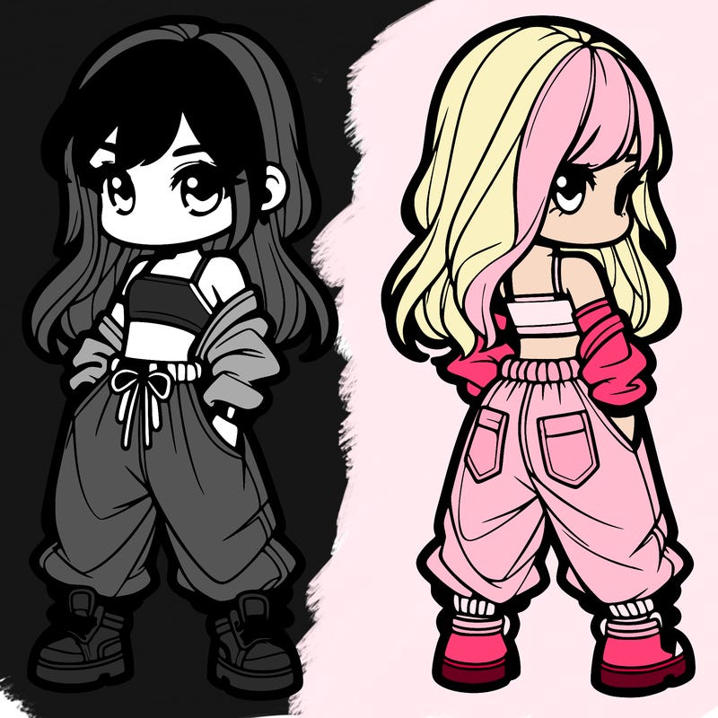 girl in crop top and baggy pants