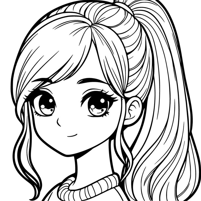 realistic girl with a ponytail