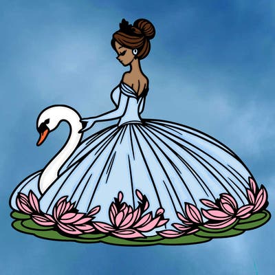 woman in gown with swan