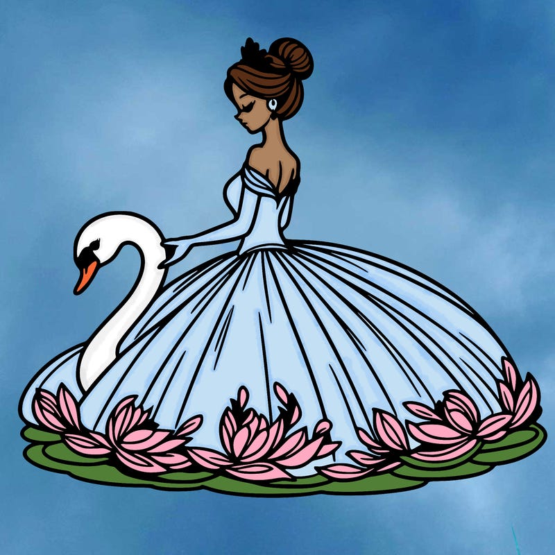 woman in gown with swan