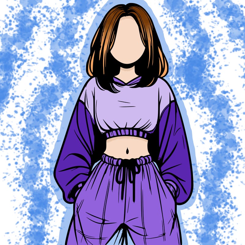 realistic girl faceless with baggy pants and a crop top