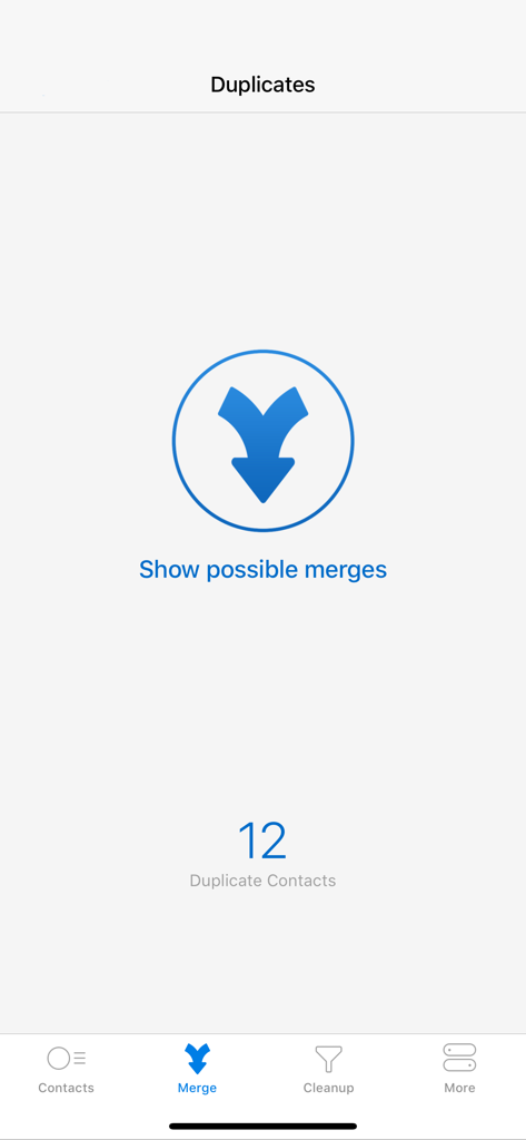 Easy Caller ID - Easy Caller ID app screen showing 12 duplicate contacts with an option to merge them.