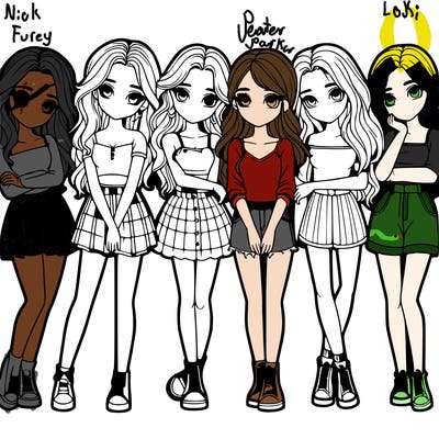 a group of girls realistic