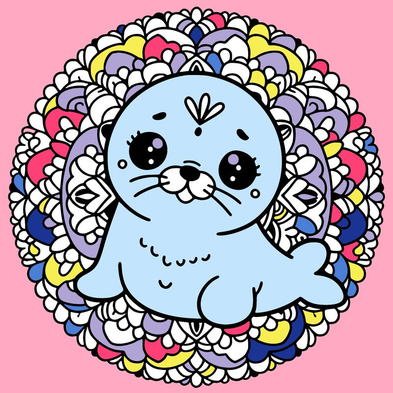 a cute baby seal mandala