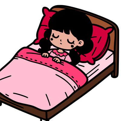 a little girl laying in bed