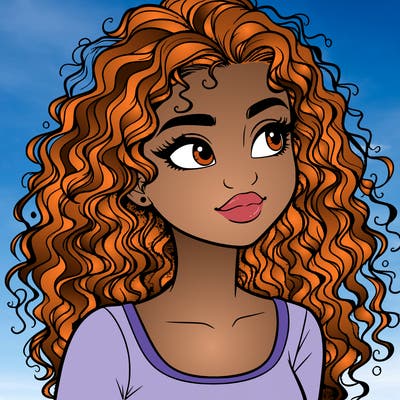 realistic girl with curly hair
