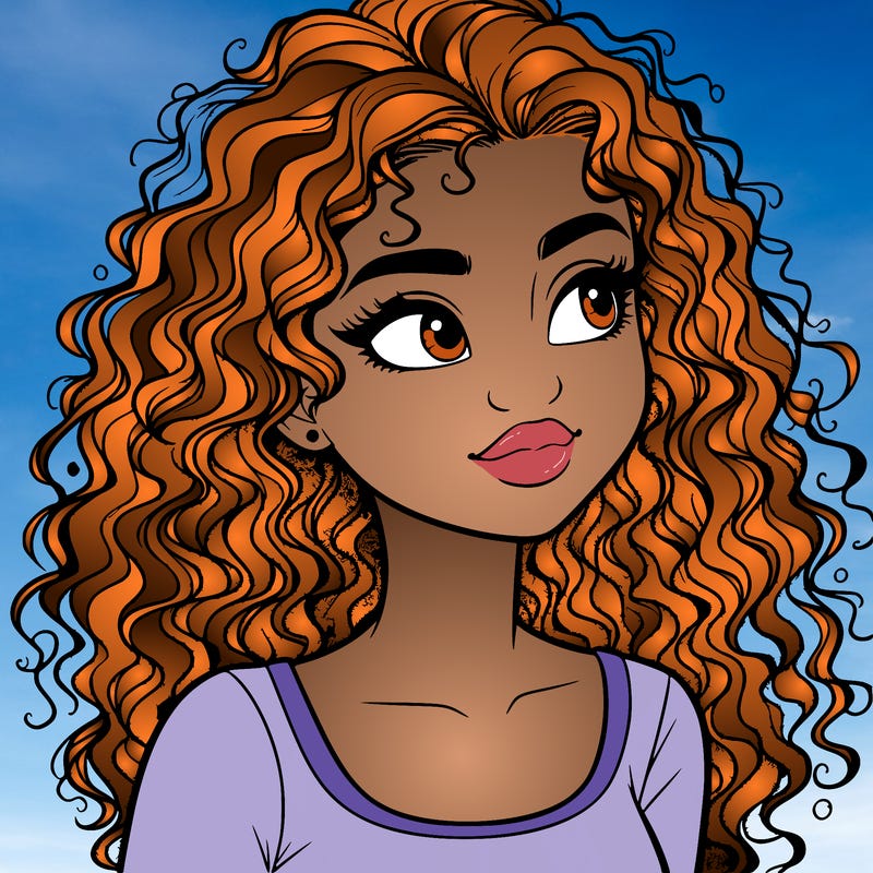 realistic girl with curly hair
