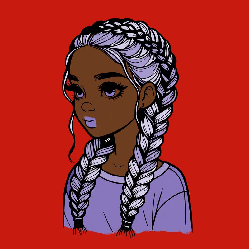 realistic girl with braids