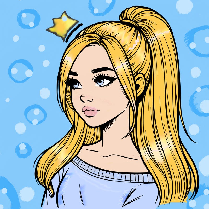 realistic girl with a high ponytail