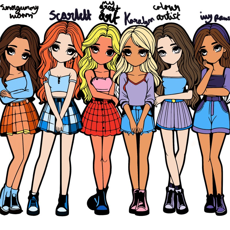 a group of girls realistic