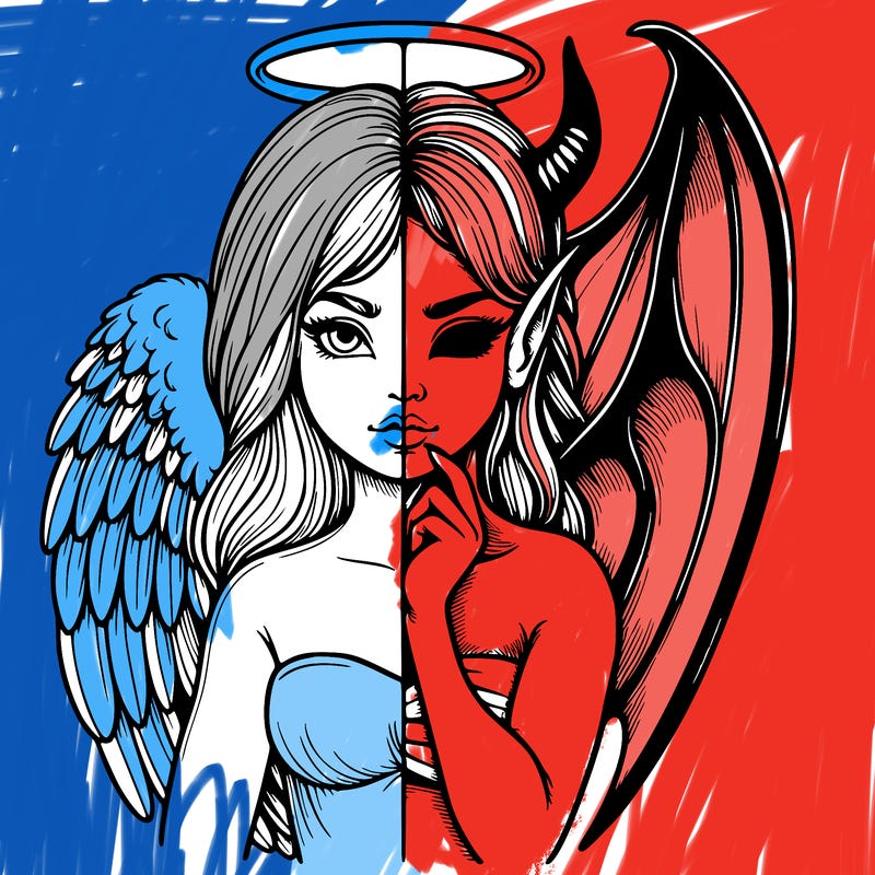 realistic angel half demon