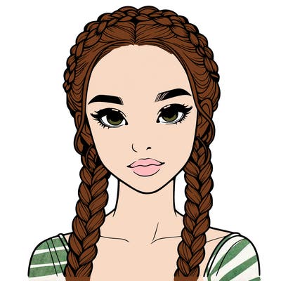 realistic girl with braids