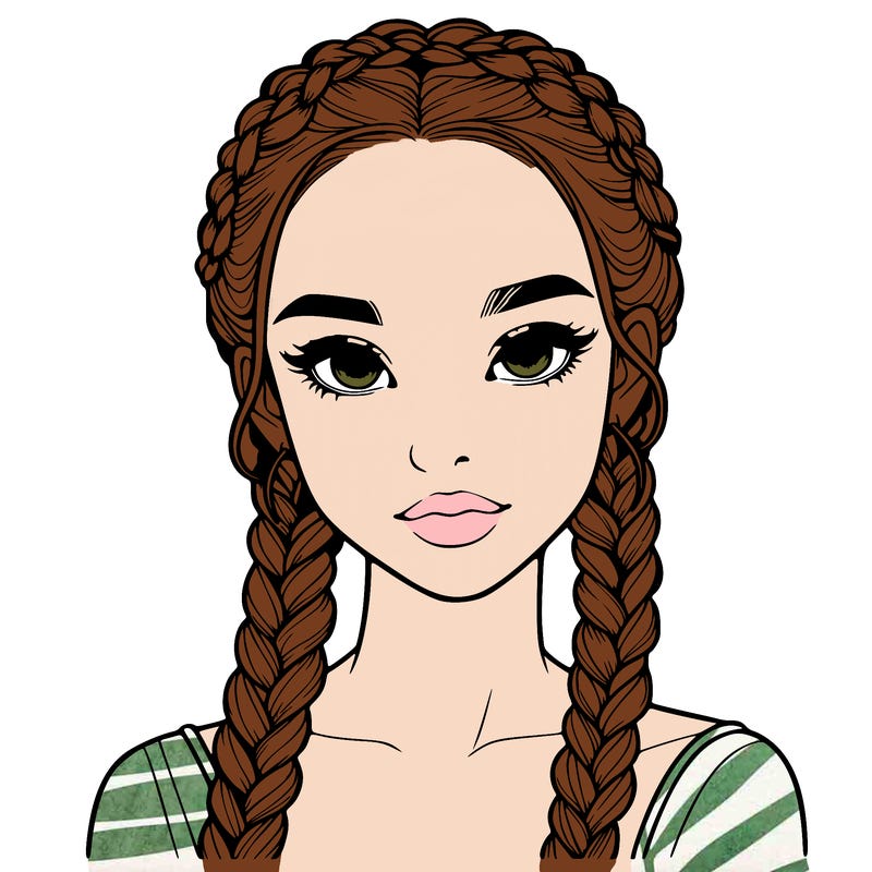 realistic girl with braids